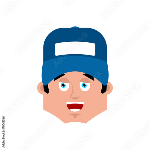 Plumber Happy emotion avatar. fitter merry emoji face. Vector illustration