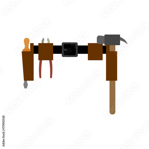 Belt ofplumber isolated. girdle of locksmith master. Instruments. Vector illustration
