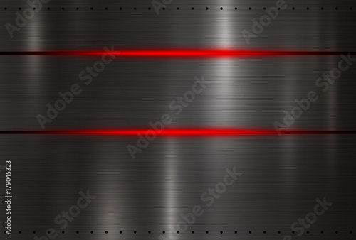 Modern black metal texture background with red light vector illustration