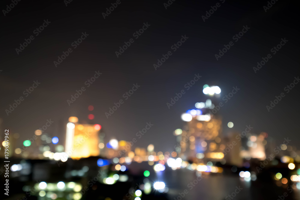 Abstract blurred  Chao Phraya river in Bangkok city.