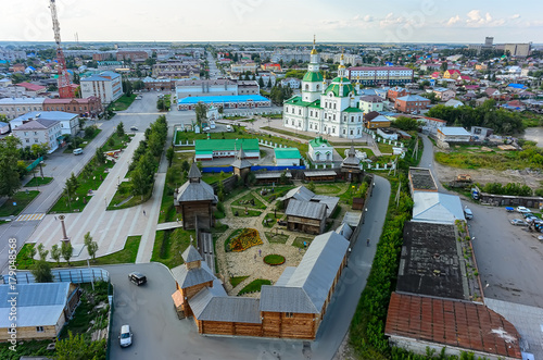 Yalutorovsk, Russia - August 20, 2017: Sretensky cathedral and Sretensky fortress. It is recreated in original form to 350 anniversary of town. Partially burned down in January, 2014 photo