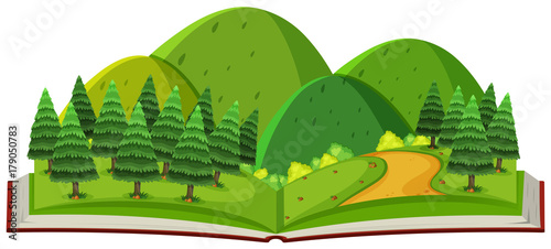 Forest and mountain in the book