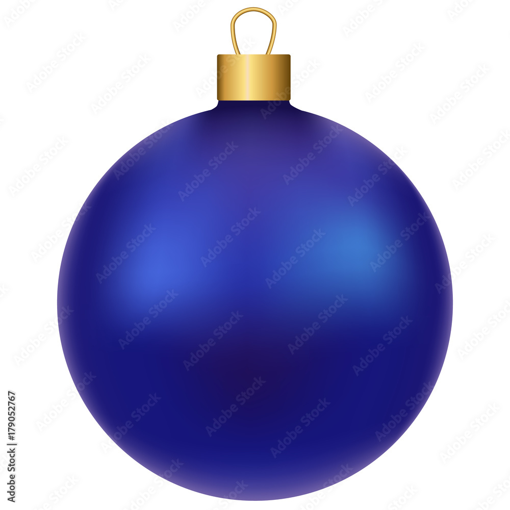 Blue realistic shiny christmas ball, isolated on white background, vector illustration Blue realistic shiny christmas ball, isolated on white background, vector illustration