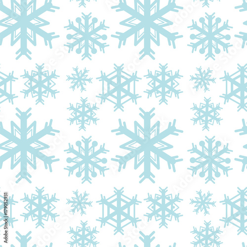 Seamless background template with blue snowflakes