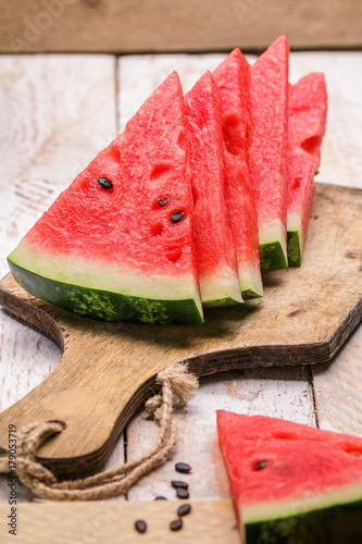  Slices of watermelon on table