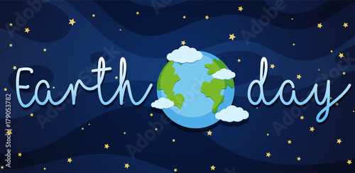 Earth day poster with earth in galaxy