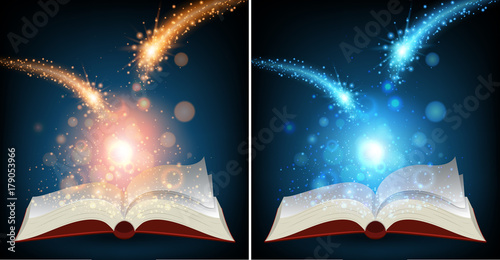 Two books with bright light
