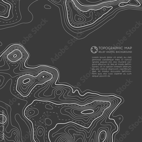 Map line of topography. Vector abstract topographic map concept with space for your copy. Mountain hiking
