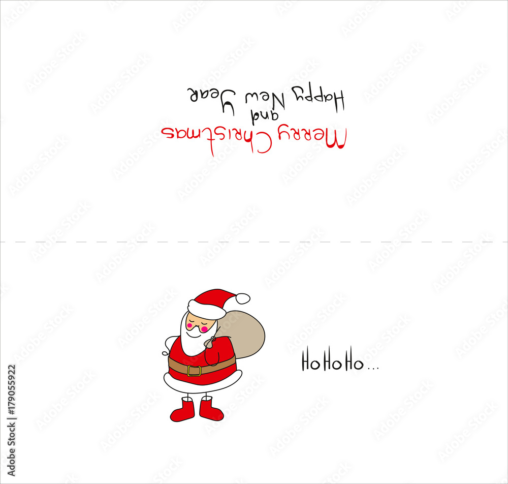 Vector Christmas card template Christmas card with Santa Claus in the style of children's drawing. Vector Christmas card template Christmas card with Santa Claus in the style of children's drawing.