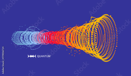 Array with dynamic particles. 3d technology style. Abstract background. Vector illustration.