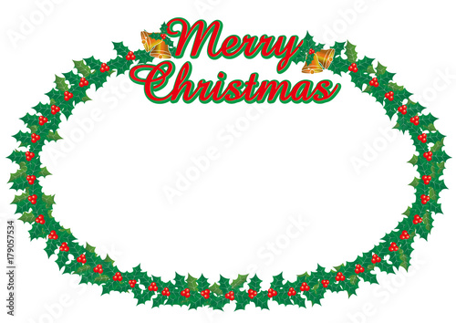 ヒイラギのリースとメリークリスマスのロゴ 柊 Merry Christmas Logo ベクターデータ Vector Data Stock Vector Adobe Stock