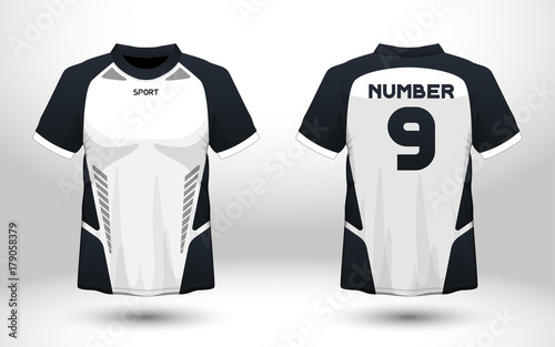 Layout football sport t-shirt design. Template front, back view. Soccer kit national team shirt mock up. Vector Illustration.