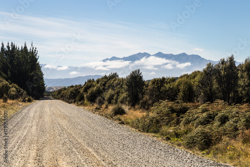 On the road in New Zealand south island near lake Monowai photo