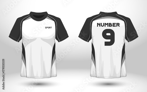 Layout football sport t-shirt design. Template front, back view. Soccer kit national team shirt mock up. Vector Illustration.