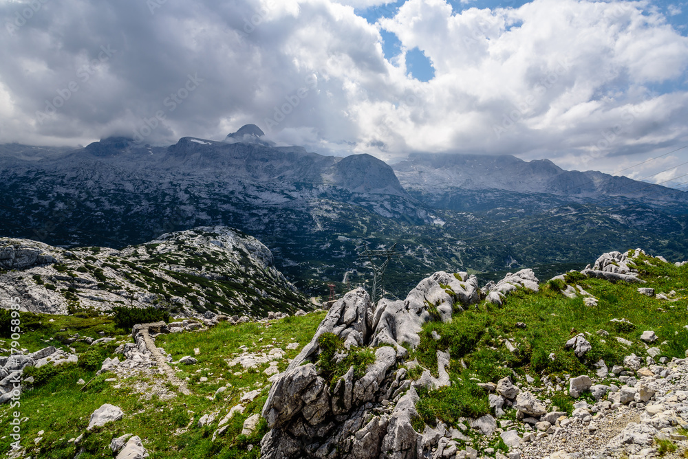 Scenic view of alps mountains a sunny day