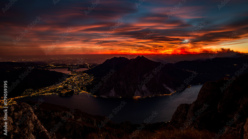 panoramic view to Lecco Lake - Lake Como district Lombardy Italy
