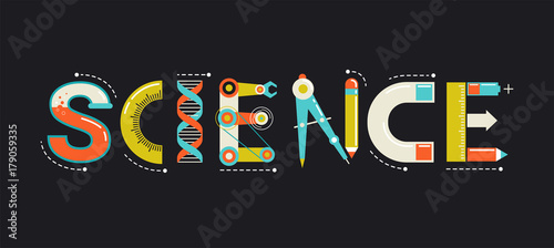Science banner, typography and background