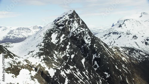 Aerials shot of peaks in North Norway