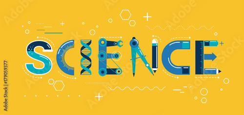 Science banner, typography and background