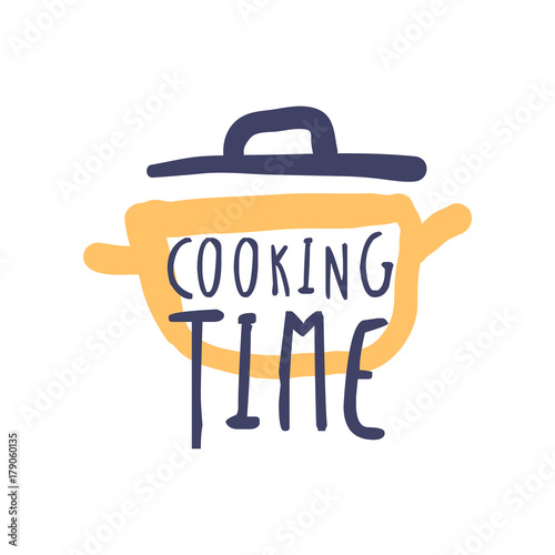 Cooking time hand drawn logo design