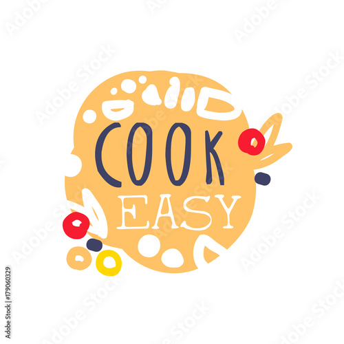 Colorful handmade logo template for cooking food club