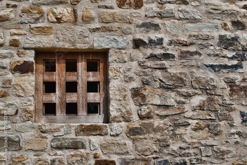 Window with wooden bars