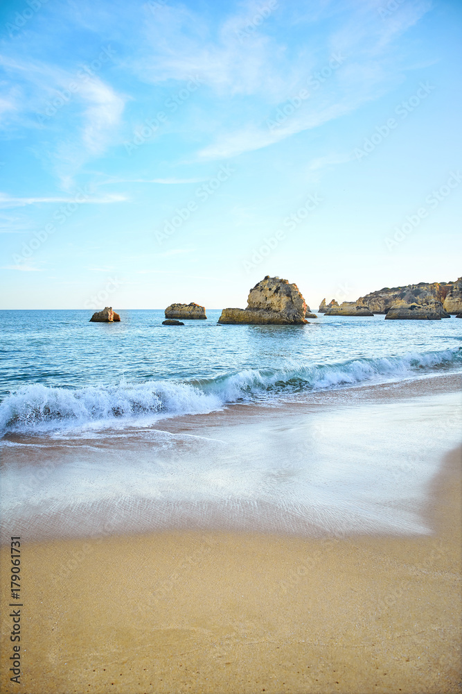 Wiew of Algarve beach and Atlantic Ocean