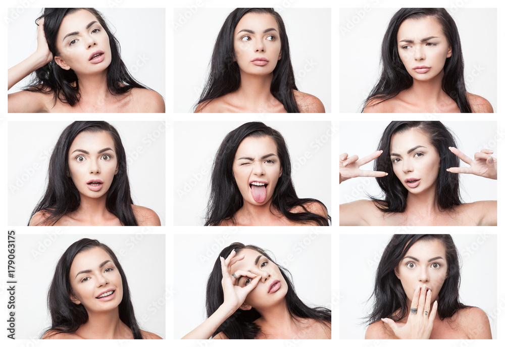 Portrait of emotional woman. Collage Portrait of emotional woman. Collage