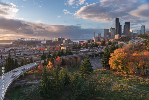 The Seattle Skyline and Freeway from Rizal Bridge