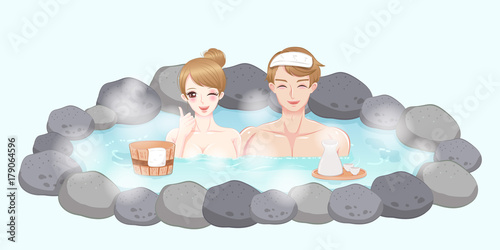 couple with hot spring