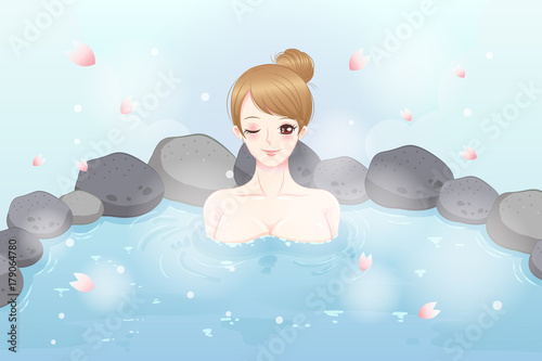 woman with hot spring