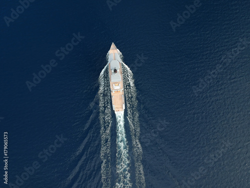 Super yacht top view during cruise  © nexusseven