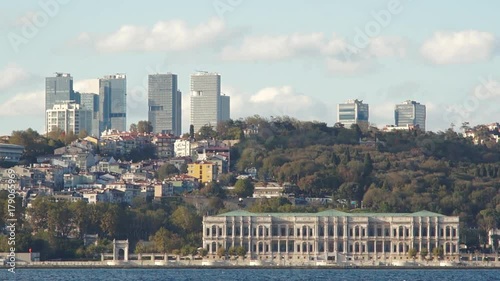 Ciragan Palace And Skyscrapers From Zincirlikuyu District, Istanbul, Turkey photo