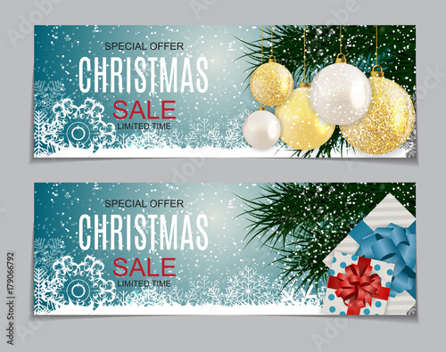 Abstract Vector Illustration Christmas Sale, Special Offer Background with Gi...