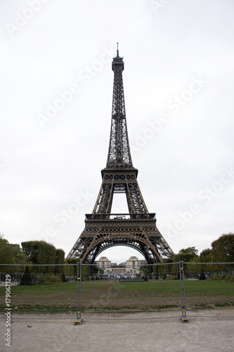 Eiffel Tower or Tour Eiffel  is a wrought iron lattice tower on the Champ de Mars in Paris, France © tuayai