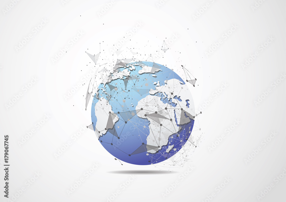 Global network connection. World map point and line composition concept of global business. Vector Illustration