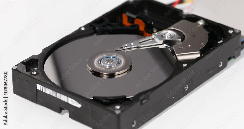 spinning Harddrive disk, HDD, close-up, low focus spinning Harddrive disk, HDD, close-up, low focus