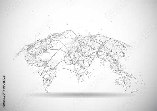 Global network connection. World map point and line composition concept of global business. Vector Illustration