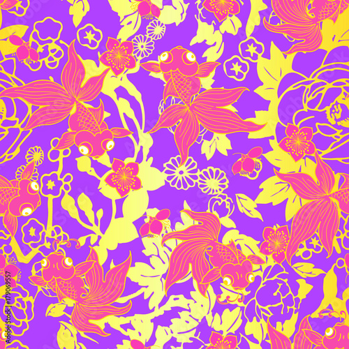 goldfishes with flowers