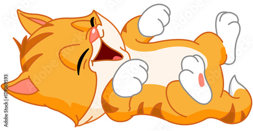 Kitten rolling on floor laughing