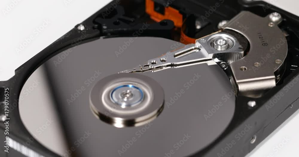spinning Harddrive disk, HDD, close-up, low focus spinning Harddrive disk, HDD, close-up, low focus