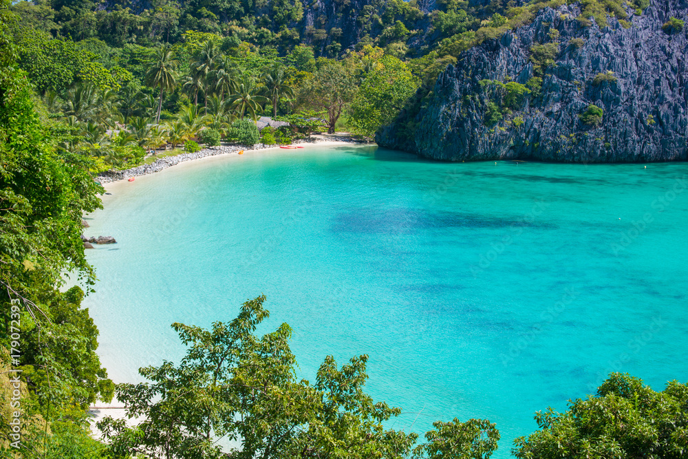 Beautiful sea view of Horse Shoe Island in Myanmar from a viewpoint