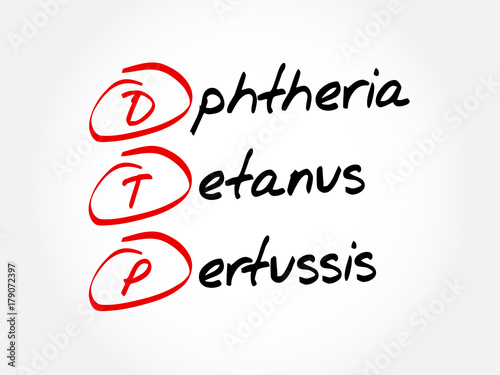 DTP - Diphtheria Tetanus Pertussis acronym, concept background