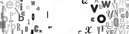 banner abstract hole, confuse alphabet, vector background in black and white