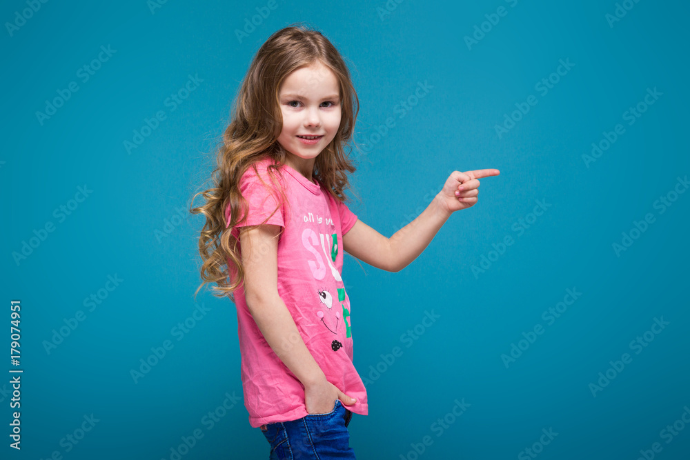 Pretty, little girl in tee shirt with brunet hair Pretty, little girl in tee shirt with brunet hair