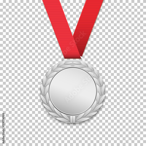 Silver medal, realistic icon.