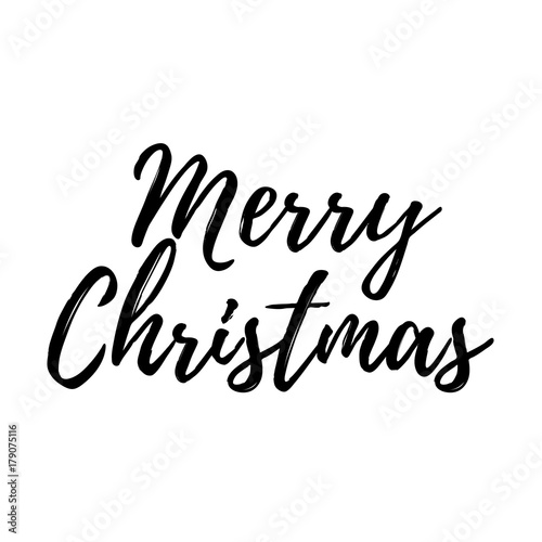 Merry Christmas card with calligraphy Merry Christmas. Template for Greetings, Congratulations, Housewarming posters, Invitations, Photo overlays. Vector illustration