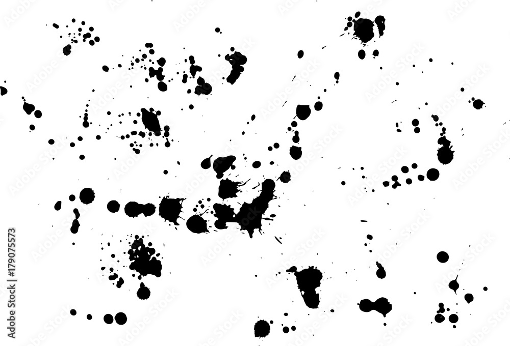 Vector Ink splashes. Handmade paint splatter background. black smears, scratch, strokes, Blots, spray, Traces of brush. Abstract texture for designs. Ink droplets. Vector Ink splashes. Handmade paint splatter background. black smears, scratch, strokes, Blots, spray, Traces of brush. Abstract texture for designs. Ink droplets.