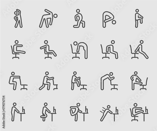 Exercise for People working, office, workplace line icon