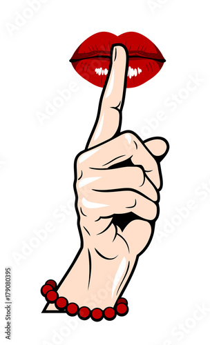 A finger pressed to his lips, calling for silence